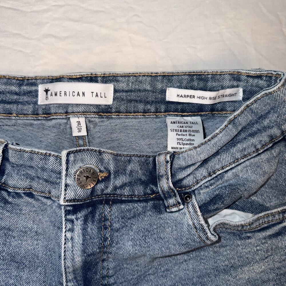 American Tall Harper High-Rise Straight Womens 31x37 Blue Denim Jeans Extra Long